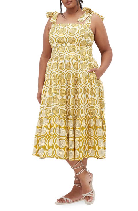 Leila Border Print Cotton Midi Sundress (Plus)
