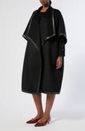 Marina Rinaldi Ortica Faux Leather & Virgin Wool Poncho