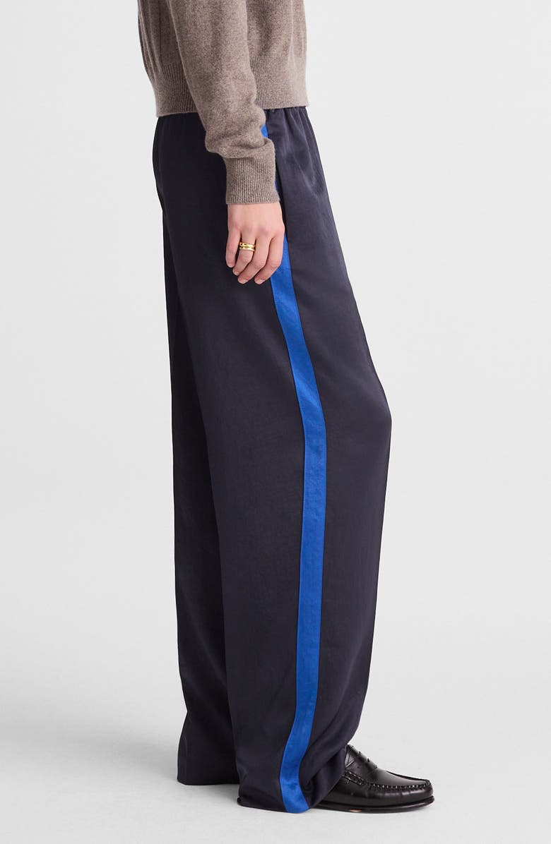 Madewell The Easy Pull-On Satin Track Pant, Alternate, color, Classic Navy