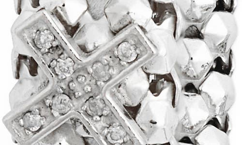 Meshmerise Diamond Cross Hoop Earrings In White Gold