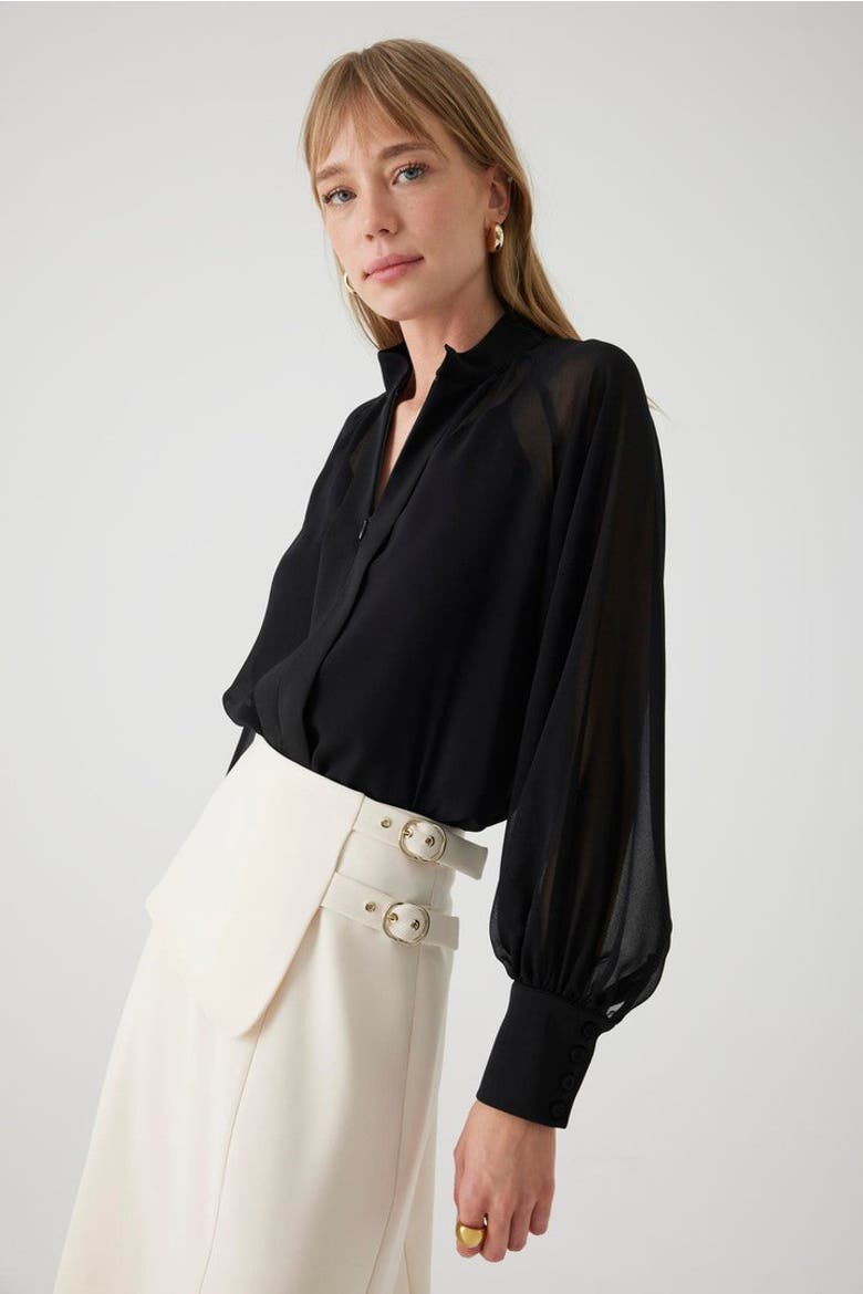 Arlene Chiffon Blouse, Alternate, color, BLACK