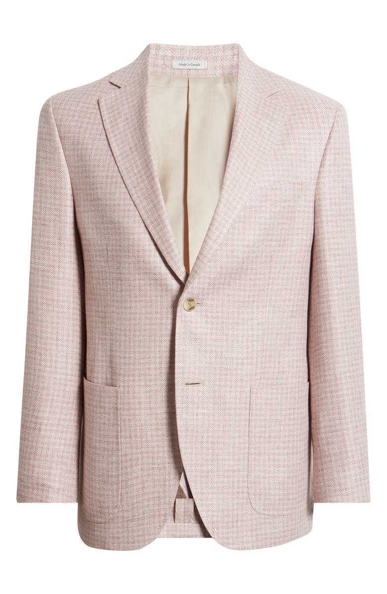 Peter Millar Hyperlight Soft Pink Check Linen Blend Sport Coat, Alternate, color, Pink