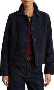 Lauren Ralph Lauren Leather Suede Button Front Jacket