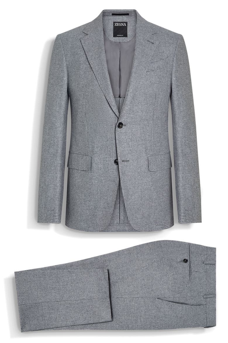 15Milmil15 Brushed Mini Houndstooth Wool Blend Suit, Alternate, color, GREY