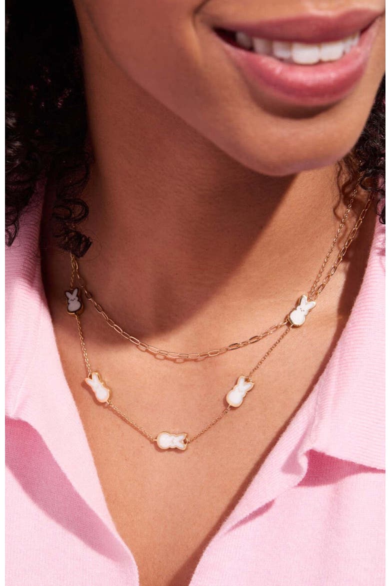 Peeps® Pearlized Bunny Necklace, Alternate, color, Gold