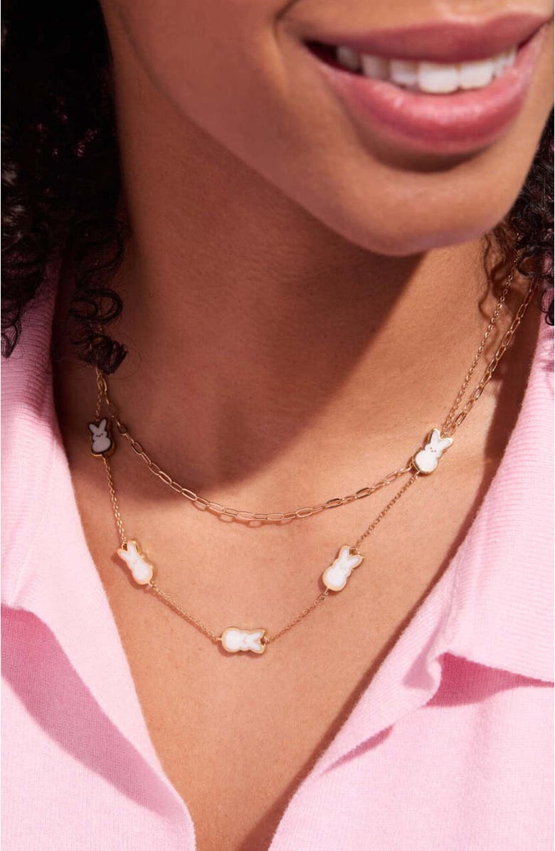 Alex and Ani Peeps<sup>®</sup> Pearlized Bunny Necklace, Alternate, color, Gold