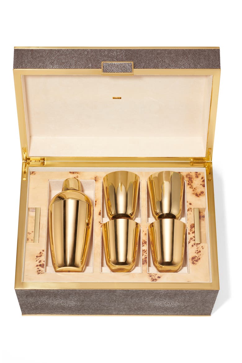 Classic Faux Sagreen Bar Tool Set, Alternate, color, CHOCOLATE