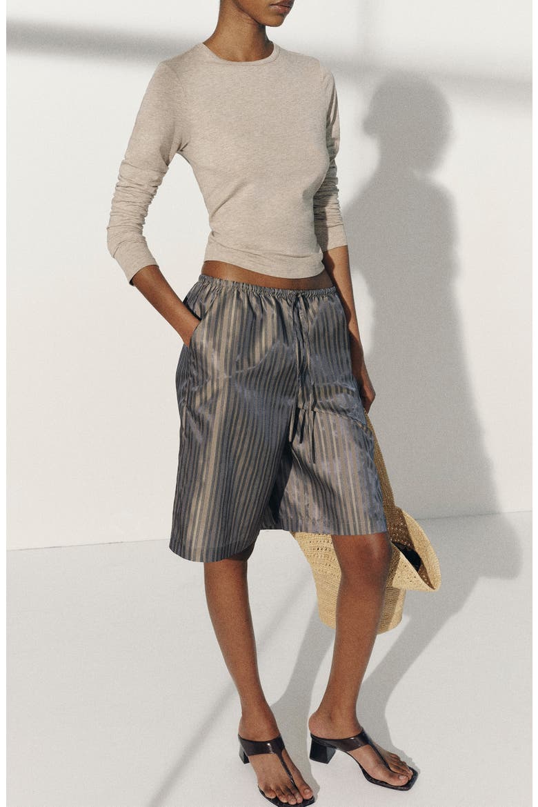 Sandy Striped Shorts, Alternate, color, GRAPHITE