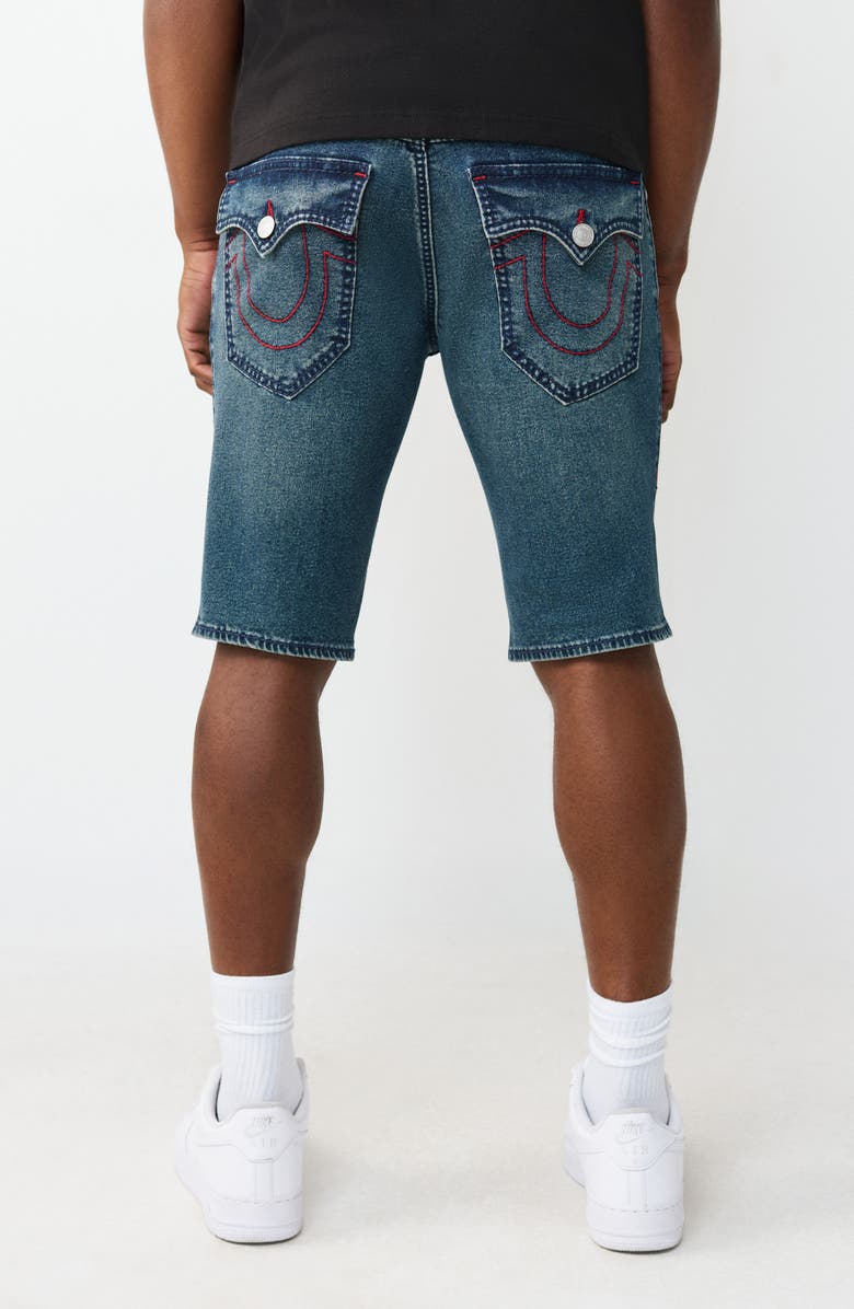True Religion Rocco Big T Snap Flap Shorts, Alternate, color, Dark Thunderbolt Wash