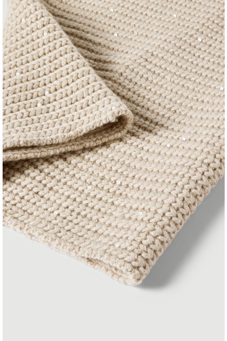 Cashmere and silk dazzling rib knit neck warmer, Alternate, color, Beige