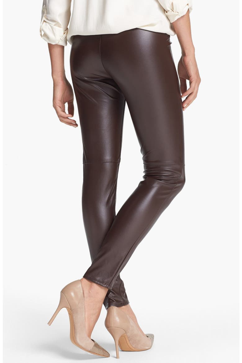 Faux Leather Leggings, Alternate, color, CHOCOLATE