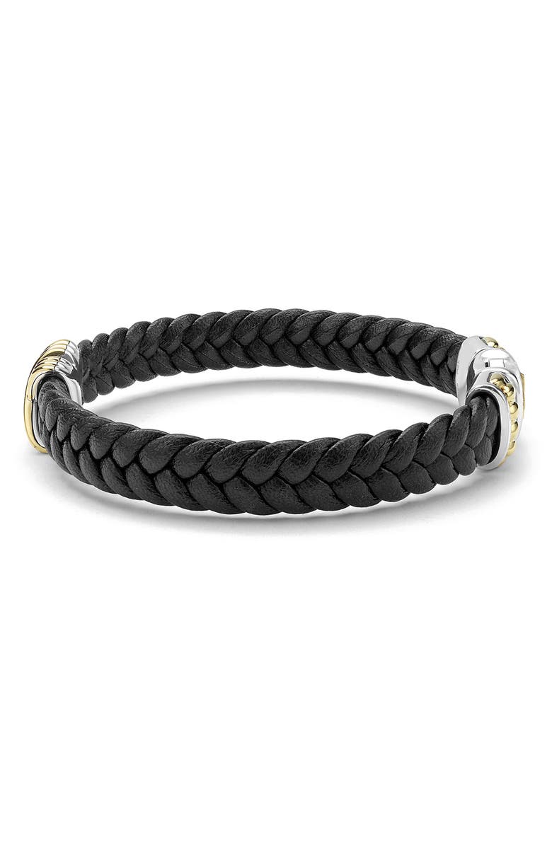 LAGOS Men's Anthem Leather X Bracelet, Alternate, color, Silver