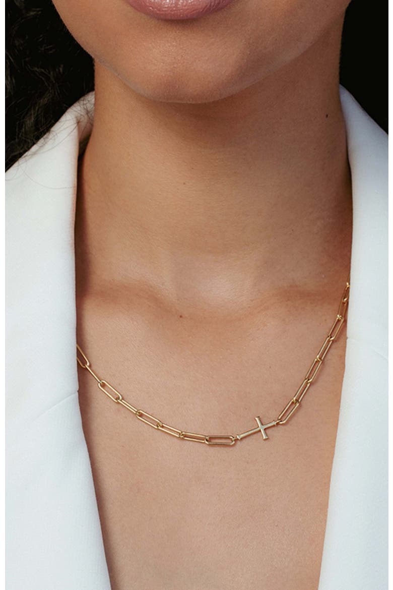 Chain Breaker Cross Necklace, Alternate, color, 18k Gold Plated