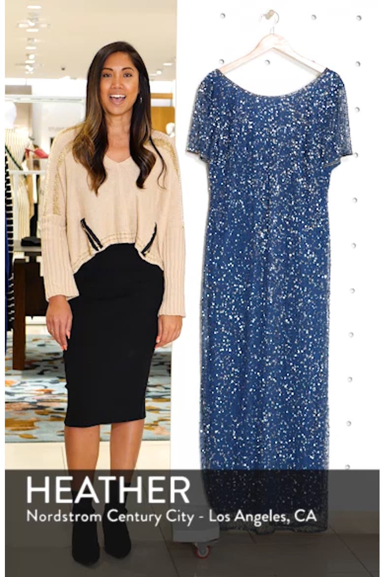 Short Sleeve Beaded Evening Dress video