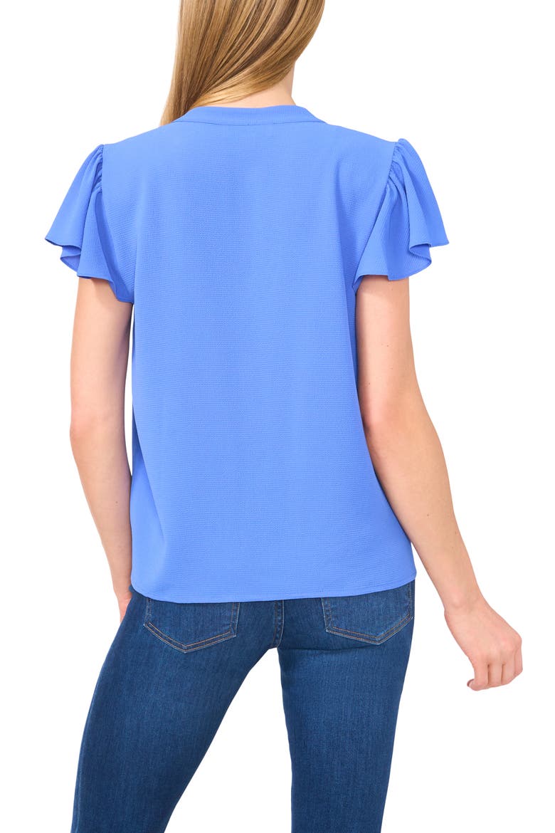 Flutter Sleeve V-Neck Top, Alternate, color, TROPIC NIGHT