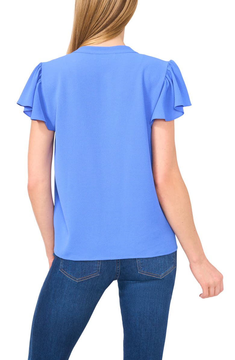 CeCe Flutter Sleeve V-Neck Top, Alternate, color, Tropic Night