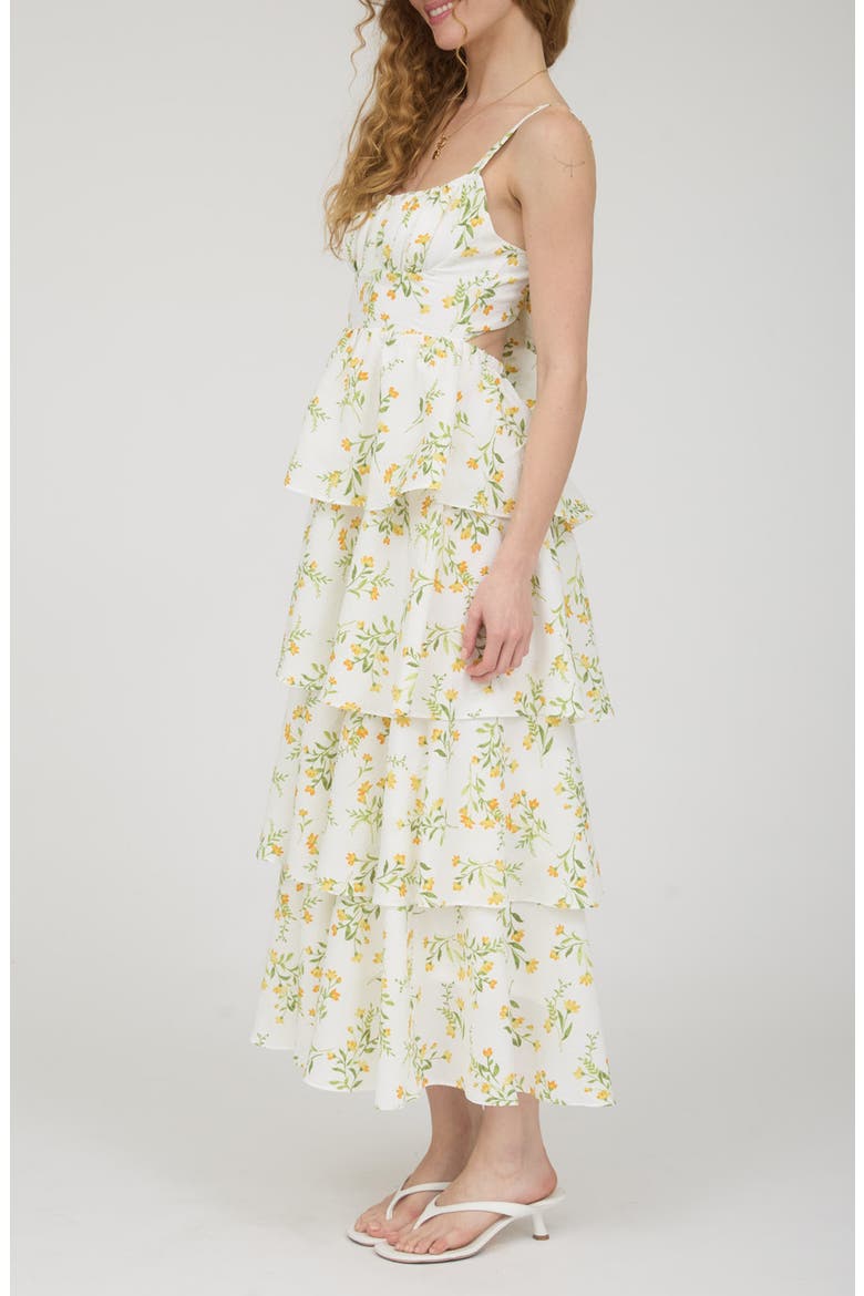 Back Bow Sleeveless Tiered Maxi Dress, Alternate, color, YELLOW MULTI