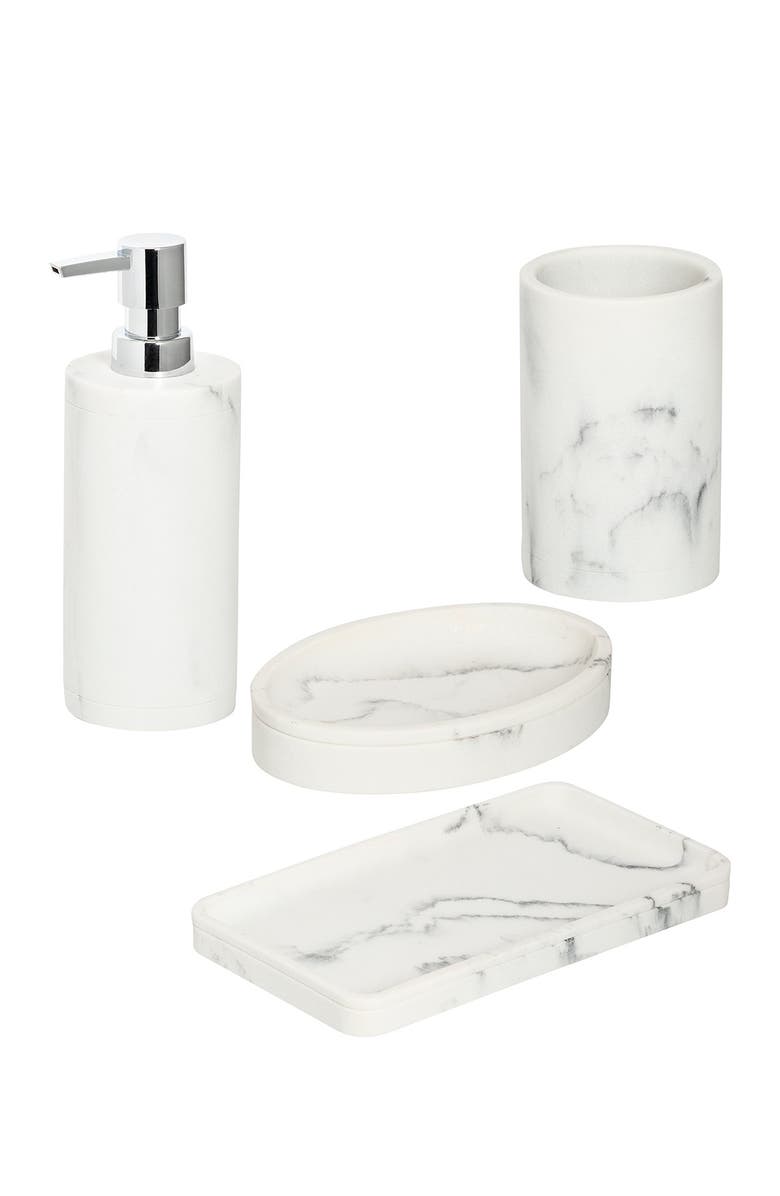HONEY-CAN-DO Marble Bath Accessory Set, Main, color, 