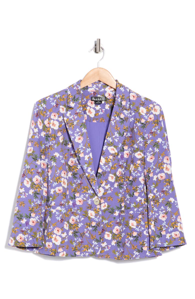 Nicole Miller Jade Floral Notch Lapel Blazer, Alternate, color, Ditsy Periwinkle Print