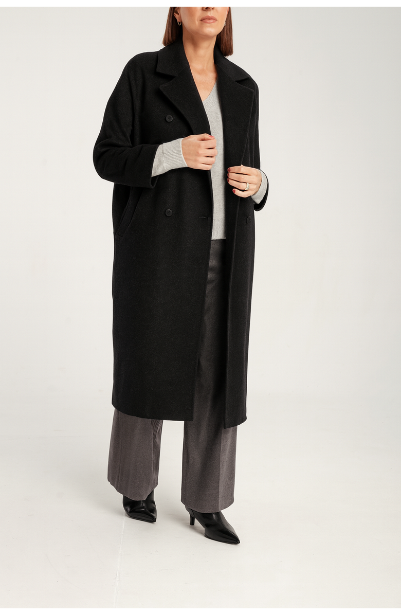 1982 Cashmere Double Breasted Long Coat, Alternate, color, Black