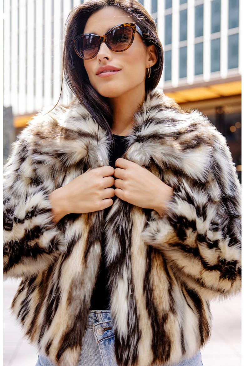 Desert Dream Faux Fur Jacket, Alternate, color, MULTI BEIGE