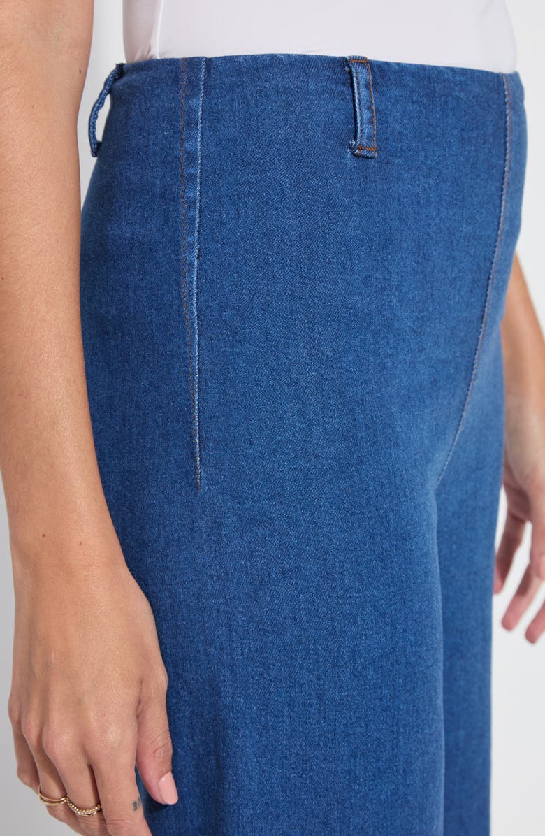 Lysse Pull-On Fringe Crop Wide Leg Jeans, Alternate, color, Mid Wash