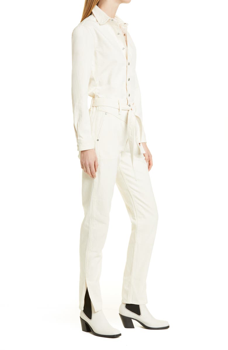 rag & bone Mia Tie Waist Jumpsuit, Alternate, color, Ecru