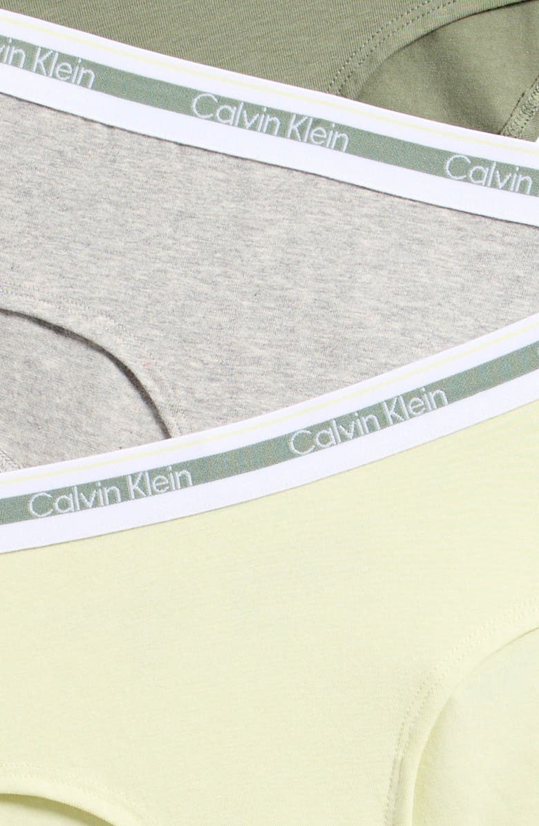 Calvin Klein Kids' Assorted 3-Pack Varsity Stretch Cotton Hipster Briefs, Alternate, color, Jade/ Yellow/ Heather Grey