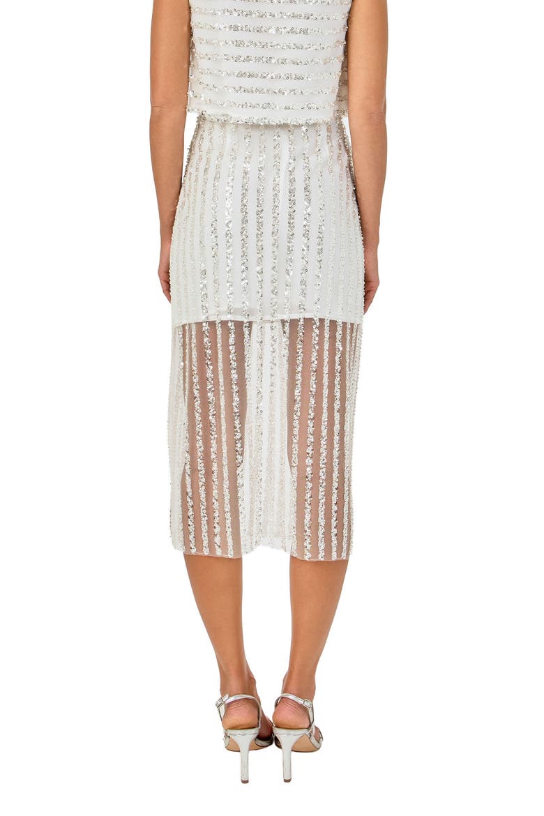 Sequin Stripe Mesh Midi Skirt, Alternate, color, OFF WHITE