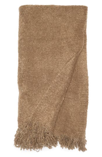 Honeydew Bouclé Knit Throw Blanket In Brown