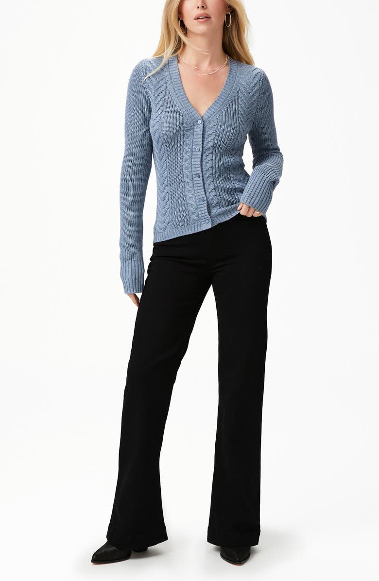 PAIGE Nanari Metallic Cable Knit V-Neck Cardigan, Alternate, color, 