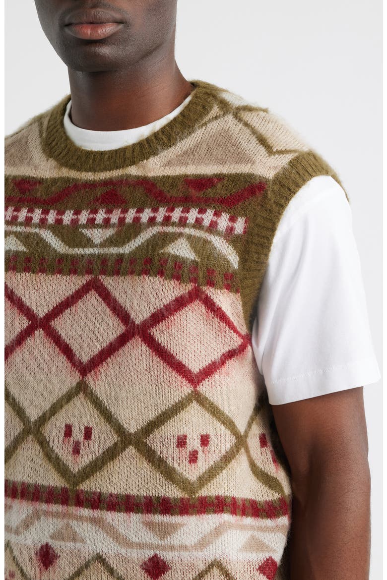 Fair Isle Oversize Vest, Alternate, color, KHAKI