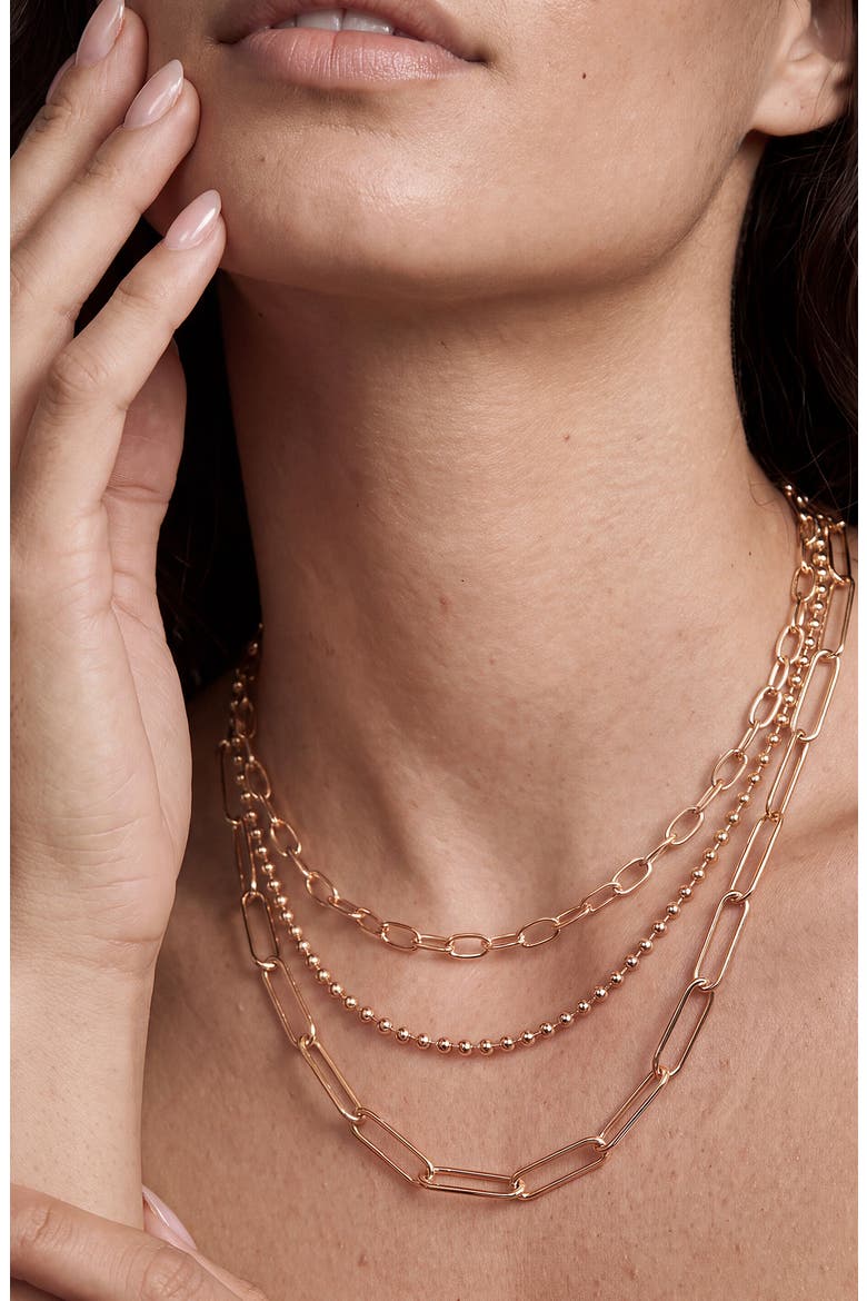 Mixed Chains Layered Necklace, Alternate, color, GOLD