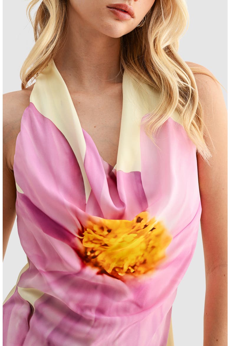 Floral Halter Minidress, Alternate, color, BUTTER ORCHID