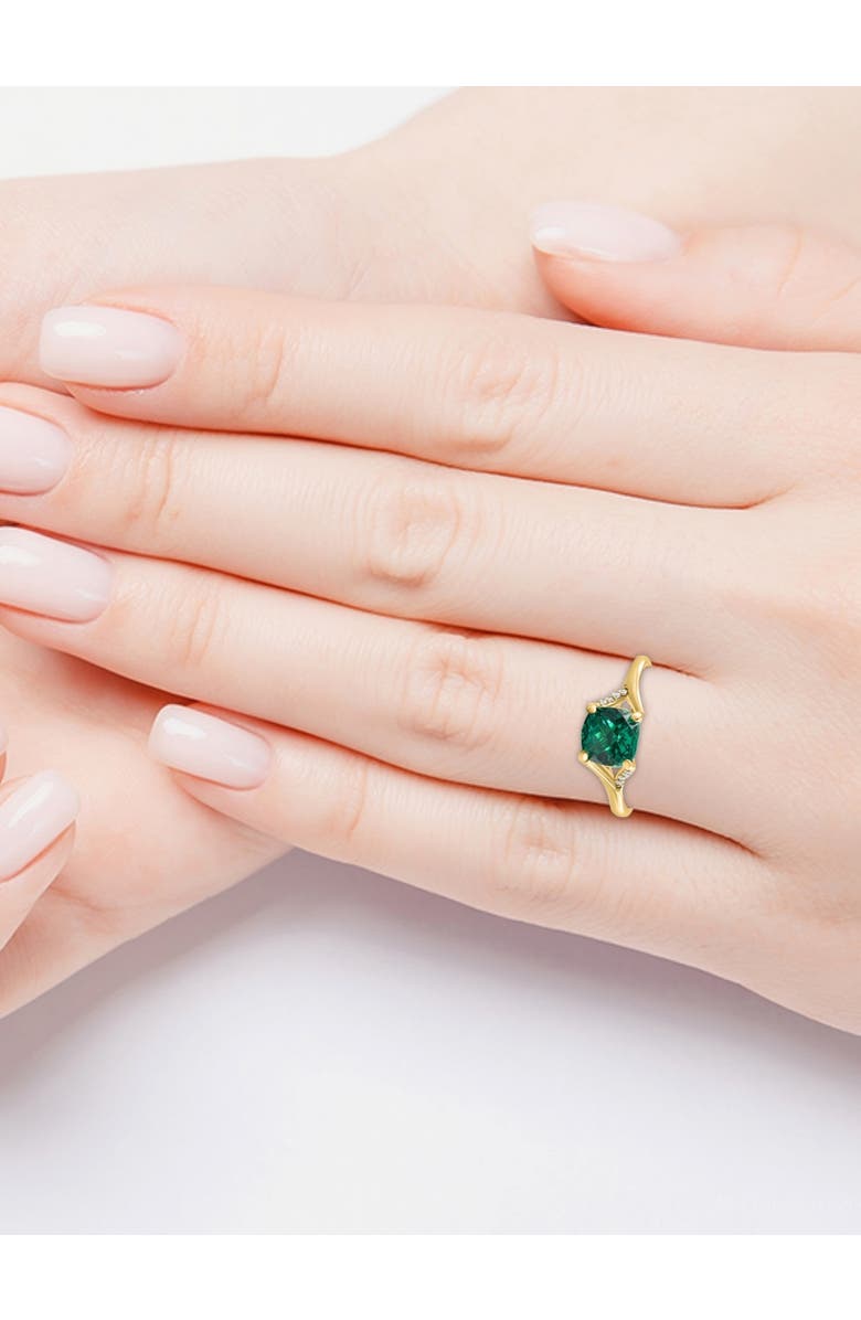 Bliss Diamond 1 1/2Ct Cushion Emerald & Diamond Ring 10k Gold Lab Grown Engagement Fashion, Alternate, color, 