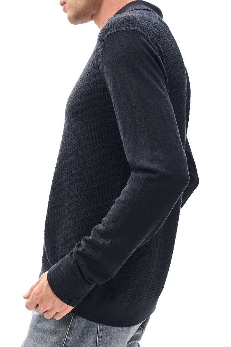 Charles Wool Johnny Collar Polo Sweater, Alternate, color, WASHED BLACK