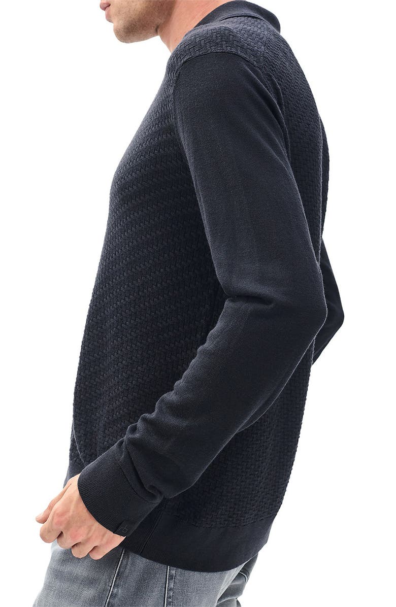 rag & bone Charles Wool Johnny Collar Polo Sweater, Alternate, color, Washed Black