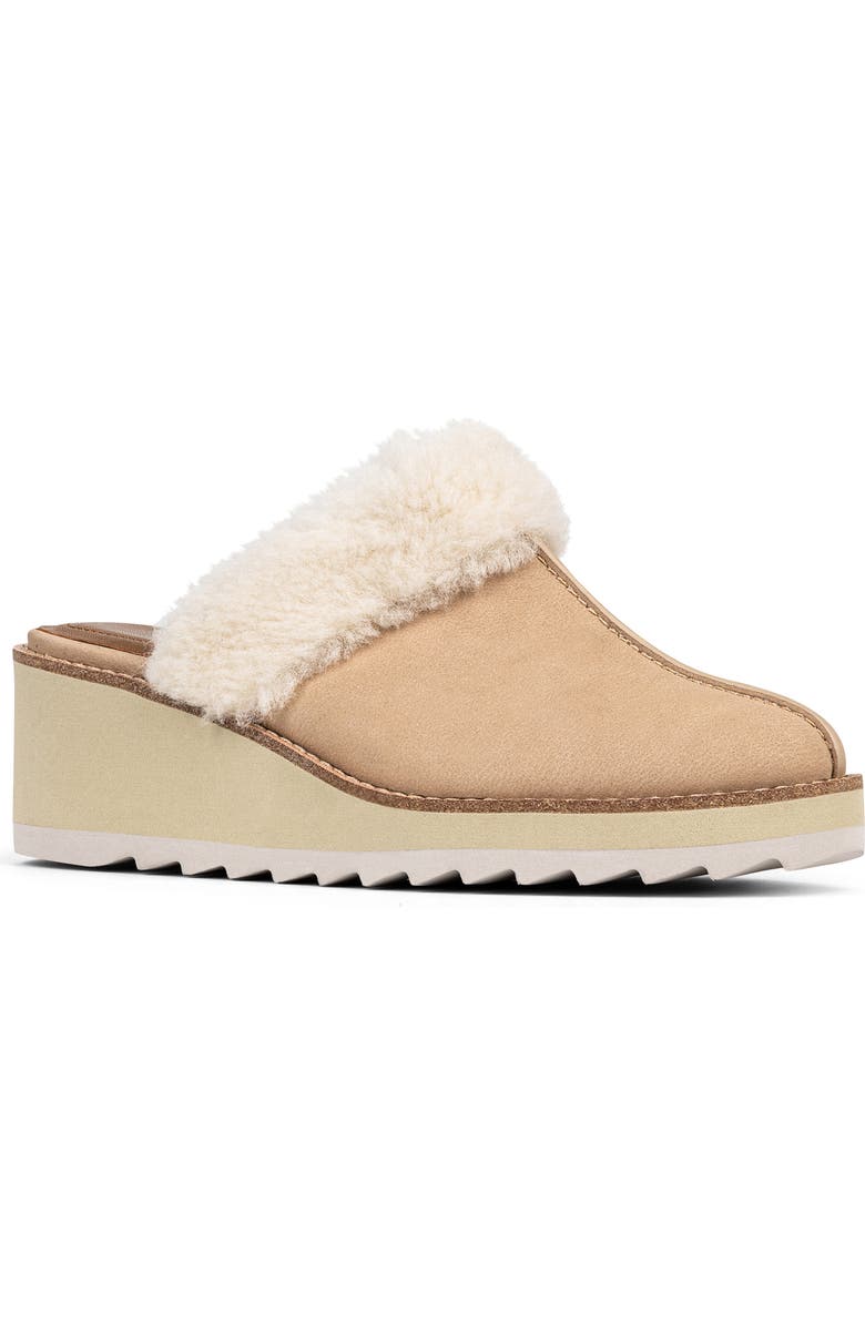 Donald Pliner Genuine Shearling Trim Wedge Mule, Main, color,
