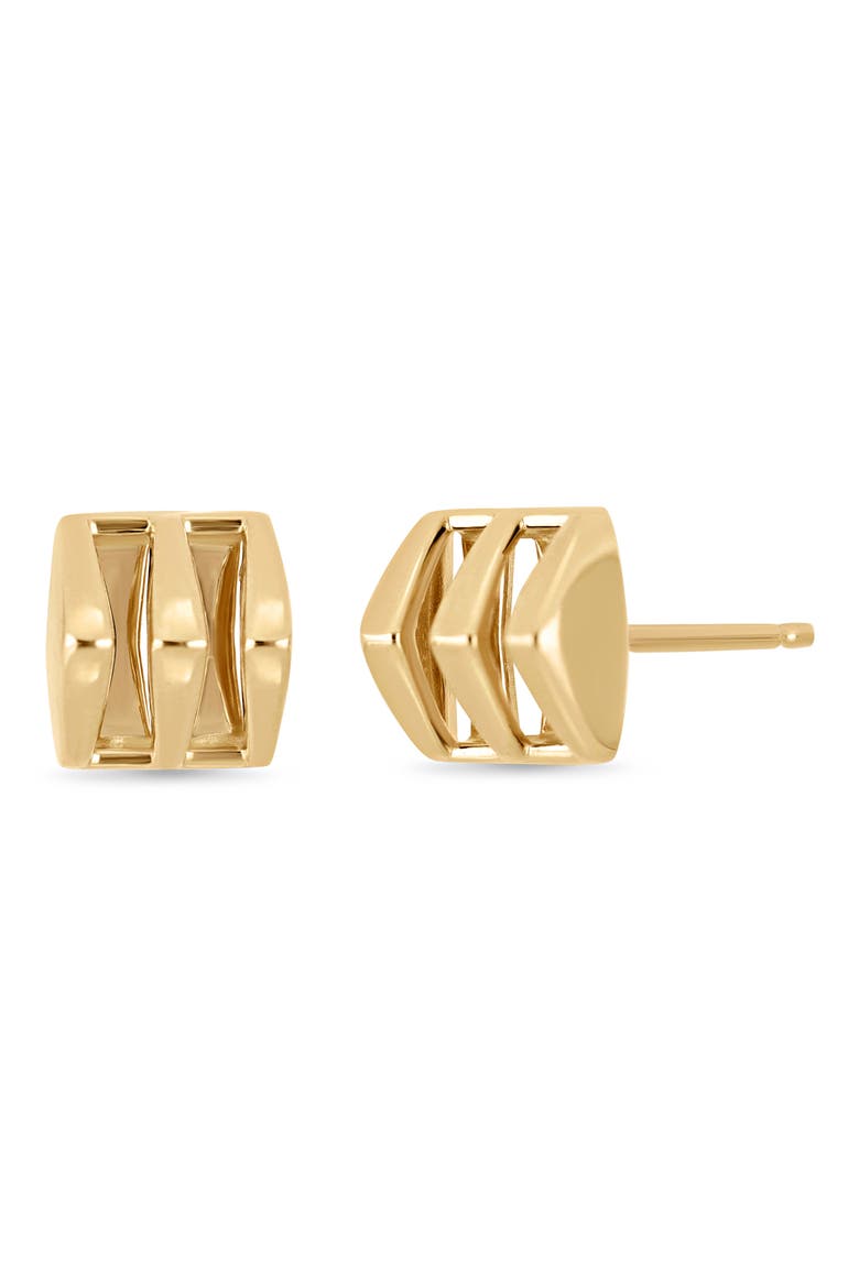 14K Gold Caged Stud Earrings, Main, color, 14K YELLOW GOLD