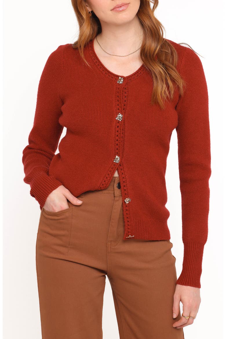 Quay Openwork Detail Cardigan, Alternate, color, RED
