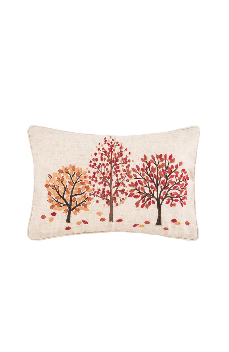 C&F Home Autumn Forest Falling Leaves Embroidered Mini Accent Pillow 12" x 18", Main, color, Orange