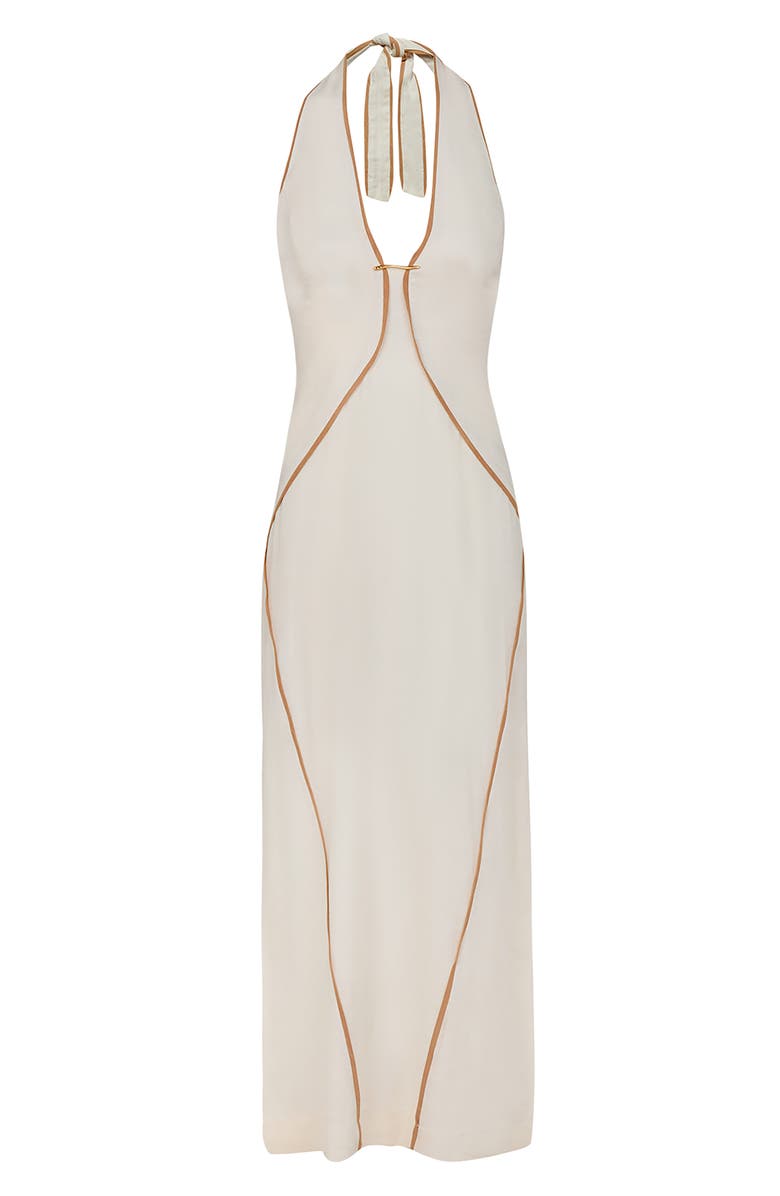 ViX Paula Hermanny Iva Halter Linen Blend Maxi Cover-Up Sundress, Alternate, color, Off White