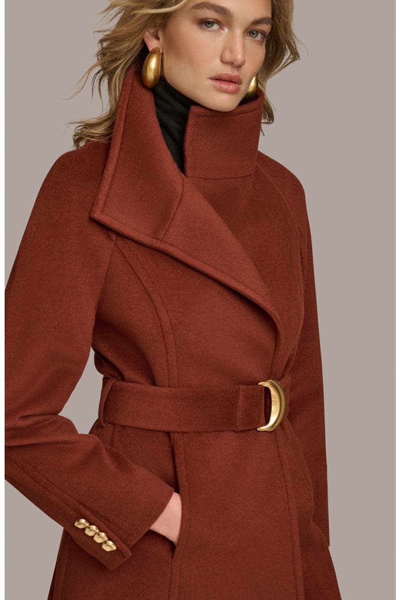Belted Wool Wrap Coat, Alternate, color, WHISKEY