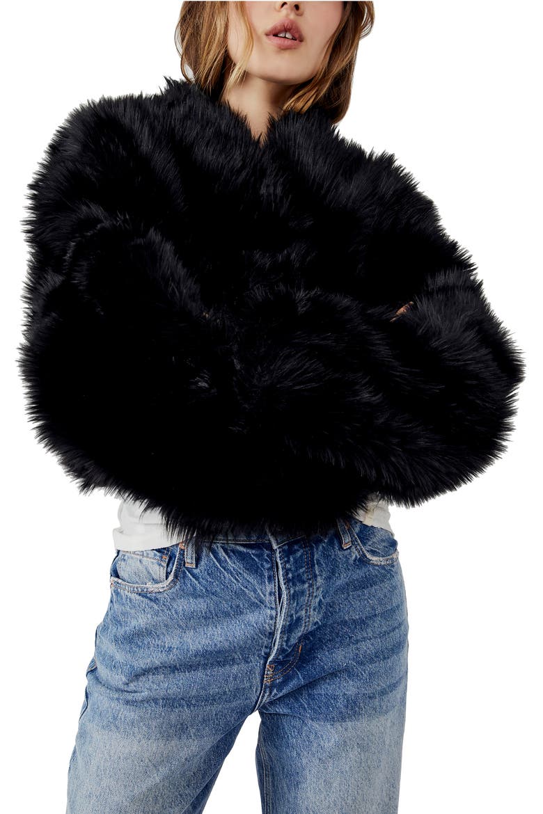 All Night Faux Fur Jacket, Main, color, BLACK