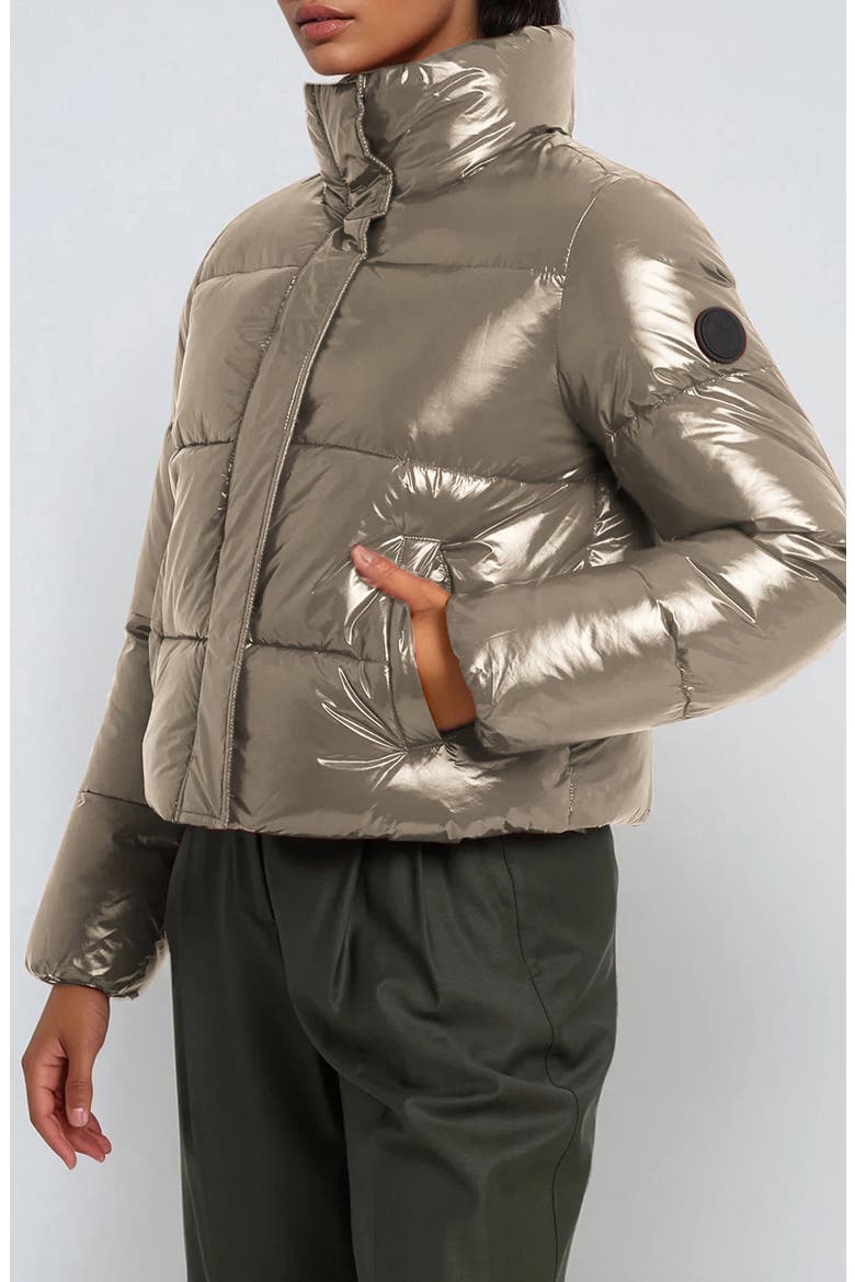 Coco Crop Water Resistant Puffer Jacket, Alternate, color, MOCHA
