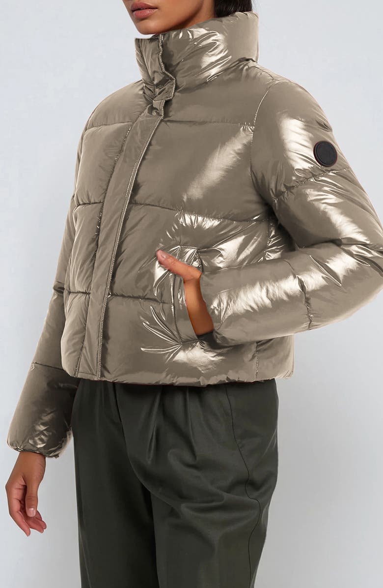 Noize Coco Crop Water Resistant Puffer Jacket, Alternate, color, Mocha