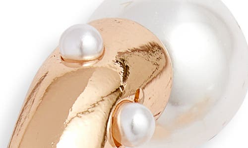 Open Edit Scattered Imitation Pearl Hoop Earrings In White- Gold