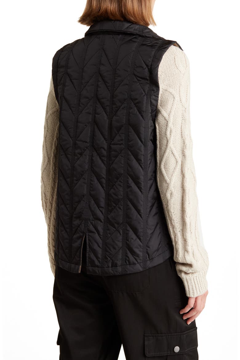 Mock Neck Quilted Two-Fer Jacket, Alternate, color, BLACK STONE