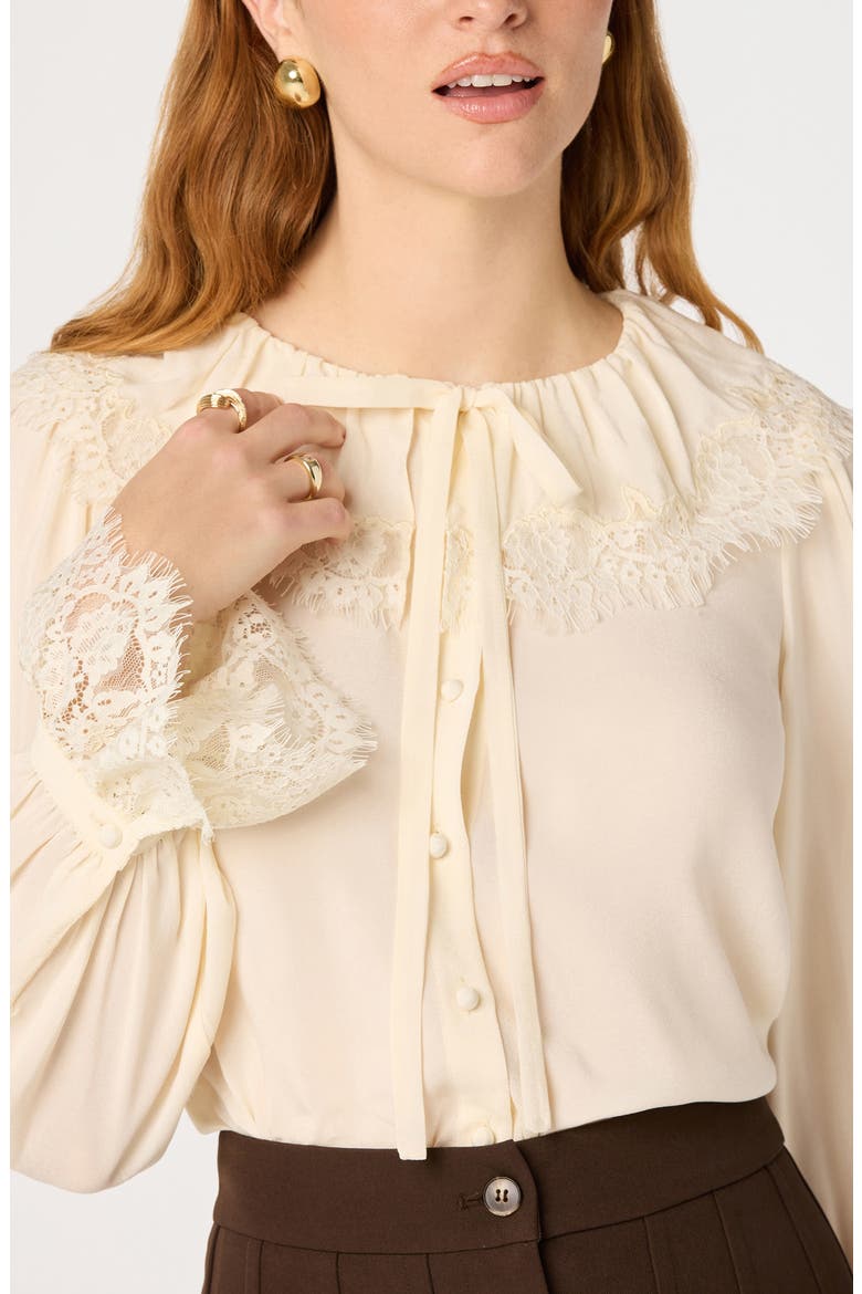 Emberly Lace Trim Top, Alternate, color, CREAM