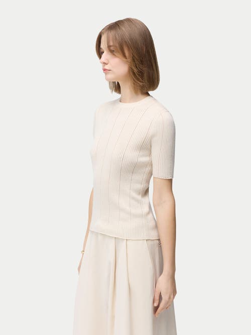 Gobi Mongolian Cashmere Ajour-knit Cashmere Silk Top In Whisper White